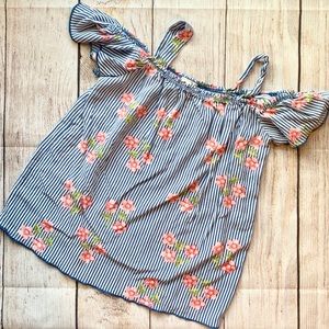 Girls Lily Bleu S(7/8) Floral and Stripes Top